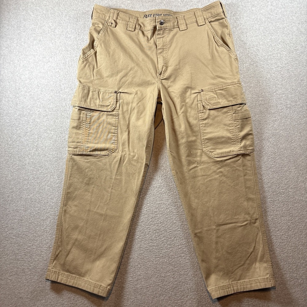 Duluth Trading Flex Fire Hose Men's 42x30 Cargo Khaki Pants Outdoor Work Canvas
